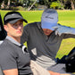 Golf Is Therapy dad hat by Aced It Co., a golf lifestyle accessory featuring embroidered lettering. modeled by two males with a white and a black hat