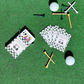 Golf-inspired green checkered playing cards by Aced It Co., designed for game nights, golf trips, and clubhouse gatherings. on a green turf with golf tees and golf balls