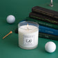 Ball Washer scented golf candle by Aced It Co., featuring red cedar, woody moss, and patchouli fragrance notes.